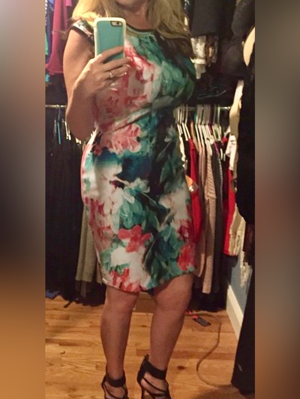 Bisou Bisou Michele Bohbot Floral Bodycon Sheath Dress Women’s Size 12